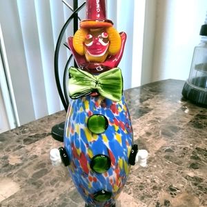 Multicolor Murano Venetian Clown. He is Big! 16 inches tall. Small Chip on foot